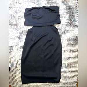 Little Black Strapless Cocktail Dress LBD with cutouts.